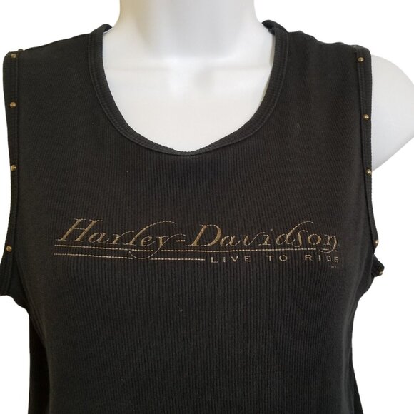 Harley-Davidson Tops - Vintage Harley Davidson Crop Tank Top Black Tag Size M Daytona Beach